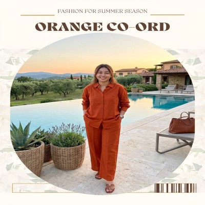 ORANGE ladies cotton co-ord