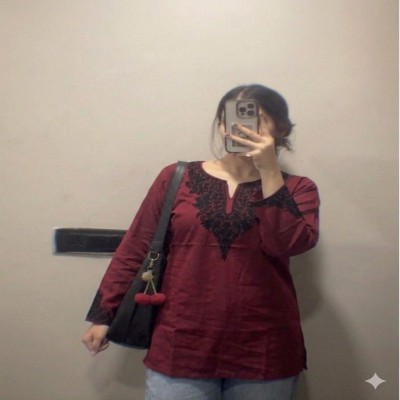 embrodiry kurti  deep maroon