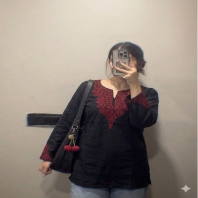 embrodiry kurti   black
