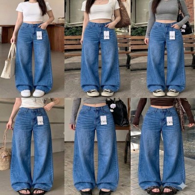 Ladies premium  MID blue  baggy jeans