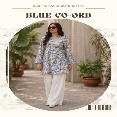 blue Floral Co-Ord Set for Women