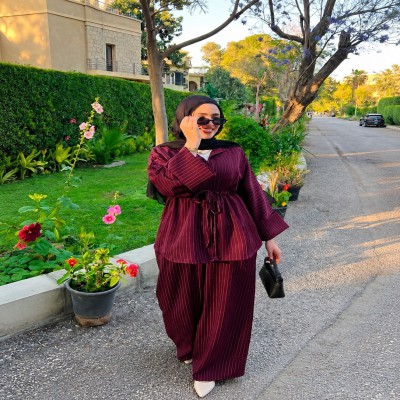 maroon  vintage stripe co-ord set