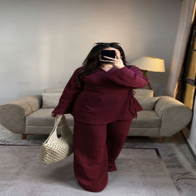Maroon popcorn co-ord set