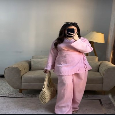 baby pink  popcorn co-ord set