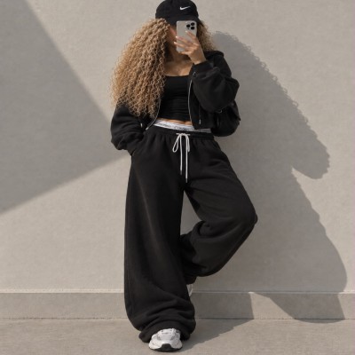 black UNISEX BAGGY CK JOGGER